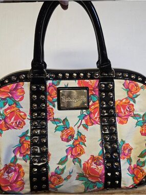 Vintage Betseyville Twinkle Toes Floral Studded Overnight Weekender Bag
